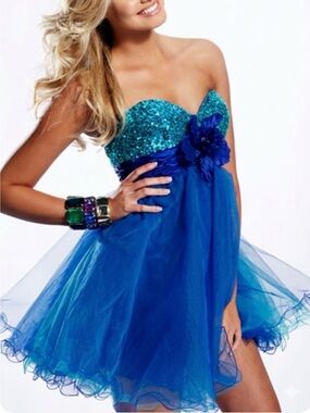 Aspeed Sequins and Blue Tulle Dress Size 3/5